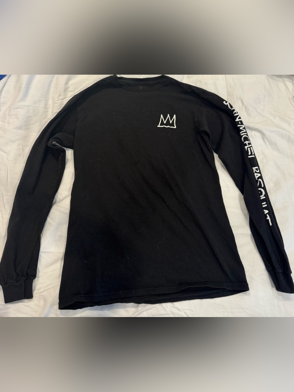 Jean-Michael basquiat Black Long-Sleeve Graphic Tee with artwork on back